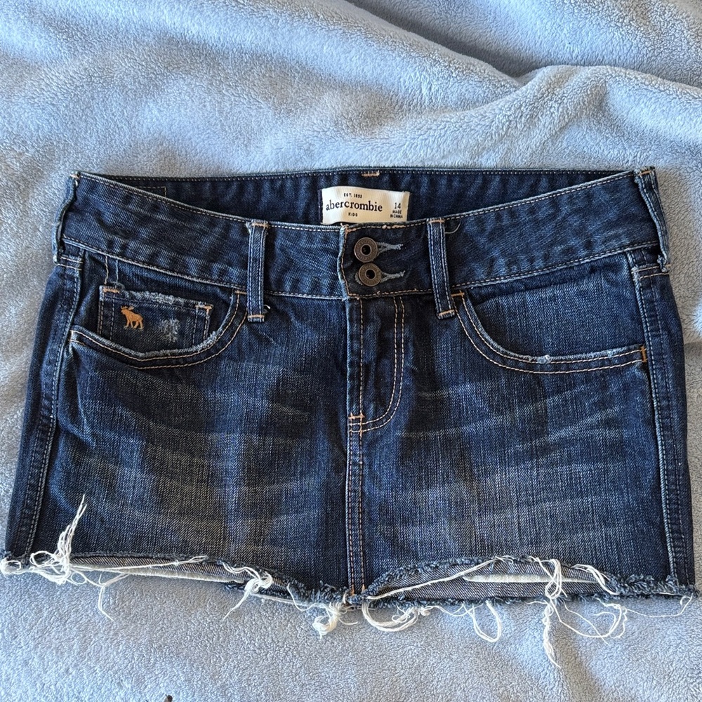 SOLD Abercrombie & Fitch Distressed Dark Blue Mini Skirt